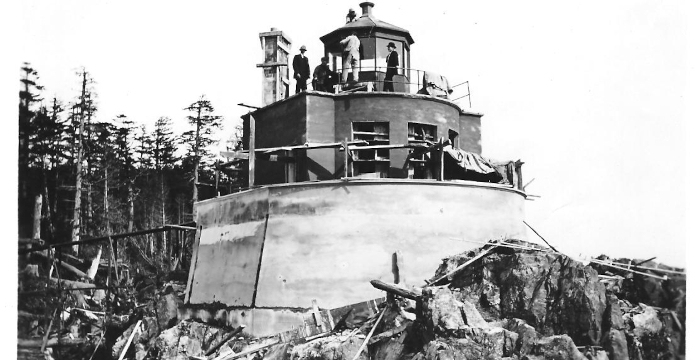 Ucluelet Historical Society Image of Final Stages of Lighthouse Construction in 1914